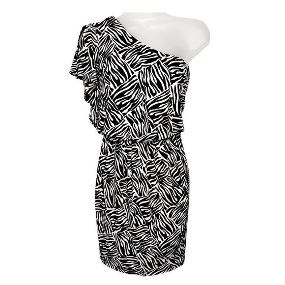 Zebra One Shoulder Mini Dress - Picture 6 of 8